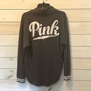 Victoria’s Secret PINK Quarter Snap up Sweatshirt Charcoal Gray Siz…